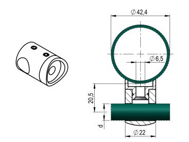 Geländerpfosten 4x12,0 Bauhöhe 900 mm vorgesetzt 42,4x2,0 mm Edelstahl V2A Reling Wandmontage